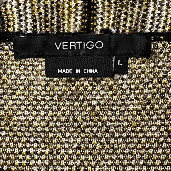 Vertigo | Black Gold Wool Blend Longline Open Cardigan Duster Sweater, Large - Picture 7 of 8